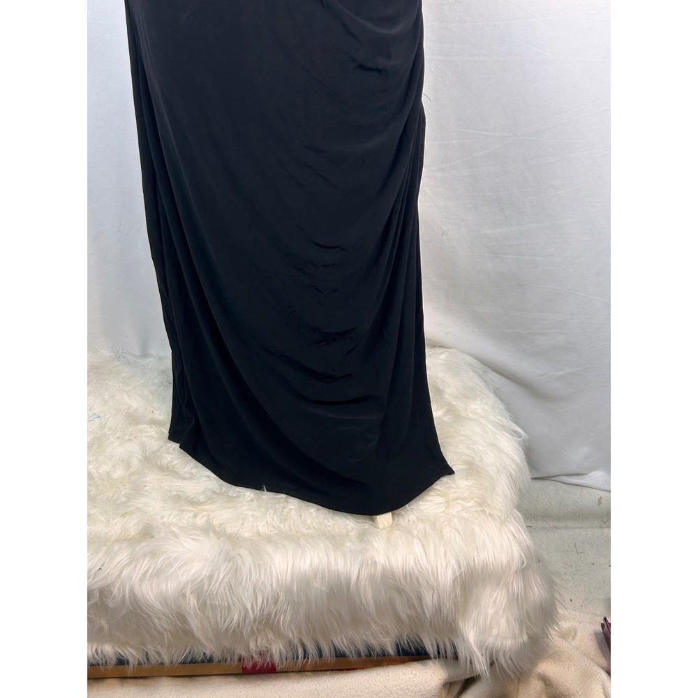 Lauren Ralph Lauren Black Ruched V-Neck Maxi Dress 18W Sleeveless Evening Gown - Picture 5 of 10